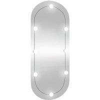 vidaXL Wall Mirror With LED Lights 40x90 cm Glass Oval, Silver