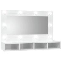vidaXL Mirror Cabinet with LED High Gloss White 90x31.5x62 cm, White