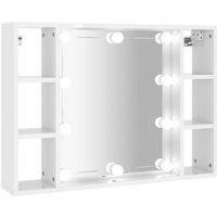 vidaXL Mirror Cabinet with LED High Gloss White 76x15x55 cm, White