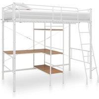 vidaXL Bunk Bed with Table Frame White Metal 90x200 cm, White