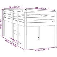vidaXL High Sleeper Bed White 80x200 cm Solid Wood Pine, White