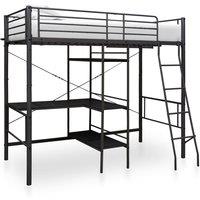vidaXL Bunk Bed with Table Frame Black Metal 90x200 cm, Black