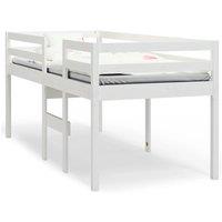 vidaXL High Sleeper Bed White 75x190 cm 2ft6 Small Single Solid Wood Pine, White