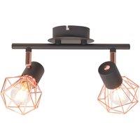 vidaXL Ceiling Lamp with 2 Spotlights E14 Black and Copper, Black