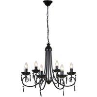 vidaXL Pendant Ceiling Lamp Elegant Chandelier Black 6 Bulb Sockets, Black