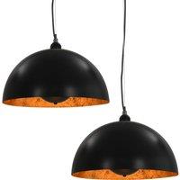 vidaXL Ceiling Lamps 2 pcs Black and Gold Semi-spherical 40 cm E27, Black