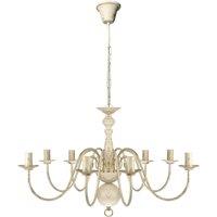 vidaXL Antique White Metal Chandelier 8 x E14 Bulbs, White