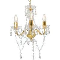 vidaXL Chandelier with Beads Golden Round 3 x E14, Gold
