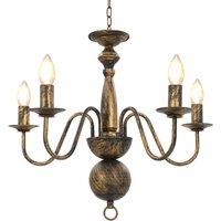 vidaXL Chandelier Antique Black 5 x E14 Bulbs, Black