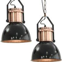 vidaXL Ceiling Lamp 2 pcs Black Round E27, Black