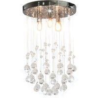 vidaXL Ceiling Lamp with Crystal Beads Silver Sphere 3 x G9 Bulbs, Silver