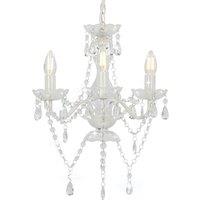 vidaXL Chandelier with Beads White Round 3 x E14, White