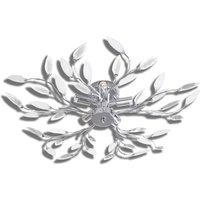 vidaXL Transparent&White Ceiling Lamp Acrylic Crystal Leaf Arms 5 E14 Bulbs, White