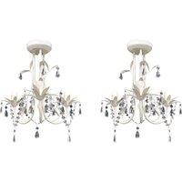 vidaXL Crystal Pendant Ceiling Lamp Chandeliers 2 pcs Elegant White, White