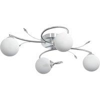 vidaXL Ceiling Lamp With Round Glass Shades for 4 G9 LED Lights, White