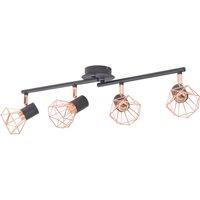 vidaXL Ceiling Lamp with 4 Spotlights E14 Black and Copper, Black