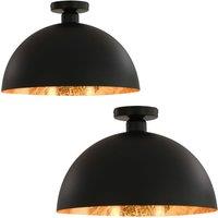 vidaXL Ceiling Lamps 2 pcs Black and Gold Semi-spherical E27, Black