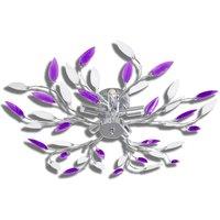 vidaXL Purple&White Ceiling Lamp Acrylic Crystal Leaf Arms for 5 E14 Bulbs, Multi