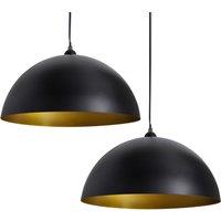 vidaXL Ceiling Lamp 2 pcs Height-adjustable Semi-spherical Black, Black
