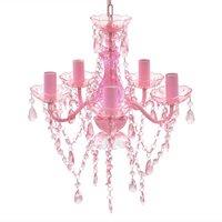 vidaXL Crystal Light 5 Bulbs Pink, Pink