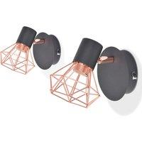 vidaXL Wall Lamp 2 Pcs E14 Black and Copper, Black