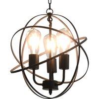 vidaXL Hanging Lamp Black Sphere 3 x E27 Bulbs, Black