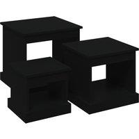 vidaXL Nesting Tables 3 Pcs Black Engineered Wood, Black