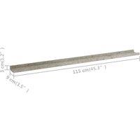vidaXL Wall Shelves 4 Pcs Concrete Grey 115x9x3 cm, Grey