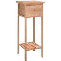vidaXL Side Table With Drawer 25x25x60cm Solid Wood Walnut, Brown