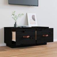 Vidaxl Tv Cabinet Black 80X34X35 Cm Solid Wood Pine, Black