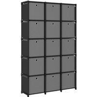 vidaXL 15-cube Display Shelf With Boxes Black 103x30x175.5 cm Fabric, Black