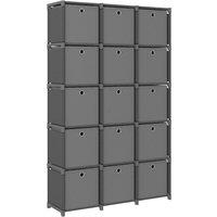 vidaXL 15-cube Display Shelf With Boxes Grey 103x30x175.5 cm Fabric, Grey