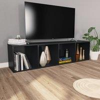 Vidaxl Book Cabinet Tv Cabinet Black 36X30X143 Cm Engineered Wood, Black