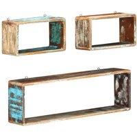 vidaXL 3 Piece Wall Cube Shelf Set Soild Reclaimed Wood, Brown
