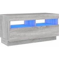 vidaXL TV Cabinet with LED Lights Grey Sonoma 80x35x40 cm, Grey
