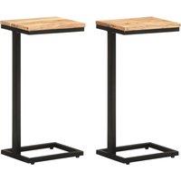 vidaXL Side Tables 2 Pcs 31.5x24.5x64.5 Solid Acacia Wood, Brown