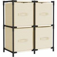 vidaXL Storage Cabinet With 4 Fabric Baskets Cream 63x30x71 cm Steel, Cream