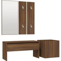 vidaXL Hallway Furniture Set Brown Oak Engineered Wood, Brown