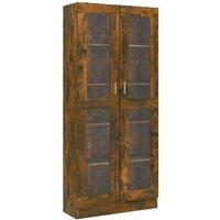 vidaXL Vitrine Cabinet Smoked Oak 82.5x30.5x185.5 cm Engineered Wood, Brown