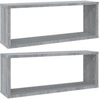 vidaXL Wall Cube Shelves 2 Pcs Grey Sonoma 60x15x23 cm Engineered Wood, Grey