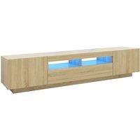 vidaXL TV Cabinet with LED Lights Sonoma Oak 200x35x40 cm, Brown