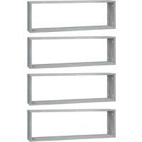 vidaXL Wall Cube Shelves 4 Pcs Grey Sonoma 80x15x26.5 cm Engineered Wood, Grey
