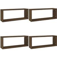 vidaXL Wall Cube Shelves 4 Pcs Brown Oak 60x15x23 cm Engineered Wood, Brown