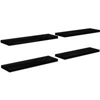 vidaXL Floating Wall Shelves 4 Pcs High Gloss Black 120x23.5x3.8 cm Mdf, Black