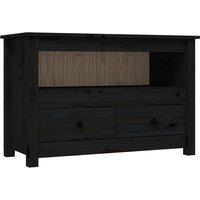 vidaXL Tv Cabinet Black 79x35x52 cm Solid Wood Pine, Black