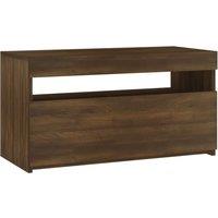 vidaXL TV Cabinet with LED Lights Brown Oak 75x35x40 cm, Brown