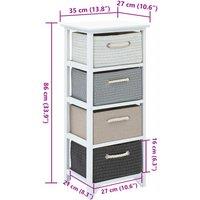 vidaXL Storage Cabinet 4 Drawers Wood, White