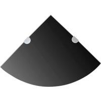 vidaXL Corner Shelf With Chrome Supports Glass Black 35x35 cm, Black