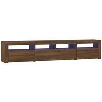 vidaXL TV Cabinet with LED Lights Brown Oak 210x35x40 cm, Brown