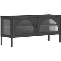 vidaXL Tv Cabinet Black 105x35x50 cm Glass and Steel, Black